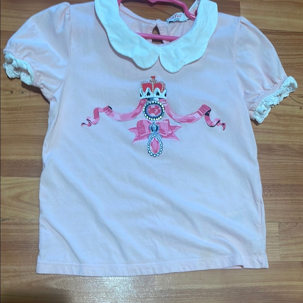 Cath Kidston Pink and White Short Sleeve Tees with royal printed